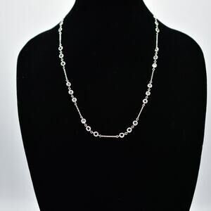NANA Crystal Collar Necklace Silver Tone Chain Open Bezel Rhinestone Signed Bin2